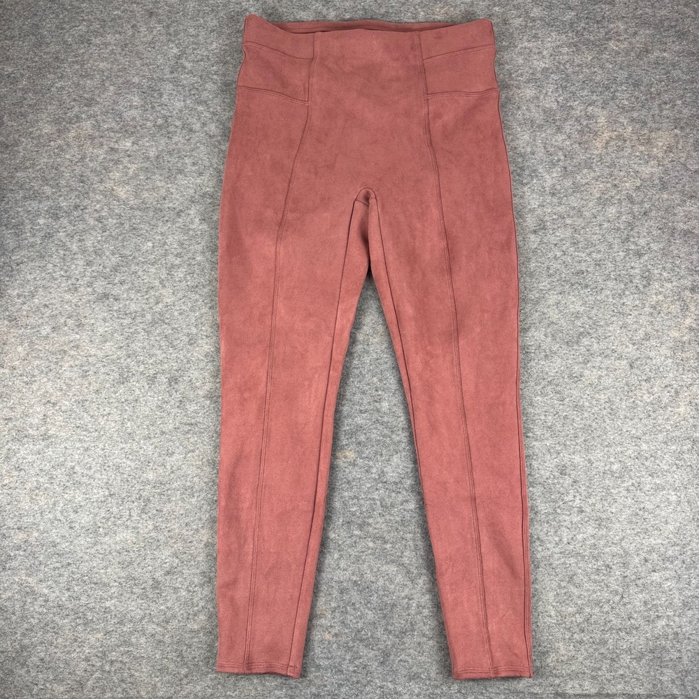 Spanx Faux Suede Leggings 28" High Rise Rich Rose Pink Womens XL